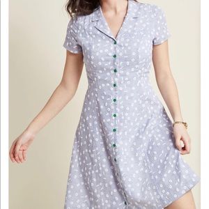 ModCloth Daisy Button Up Retro Midi Dress, NWOT